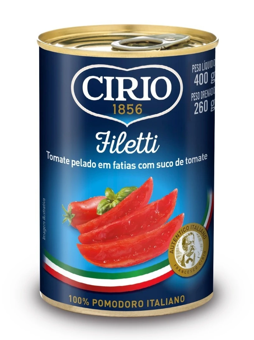 Tomate Pelado Fatias Cirio - Fardo com 12 unidades de 400g